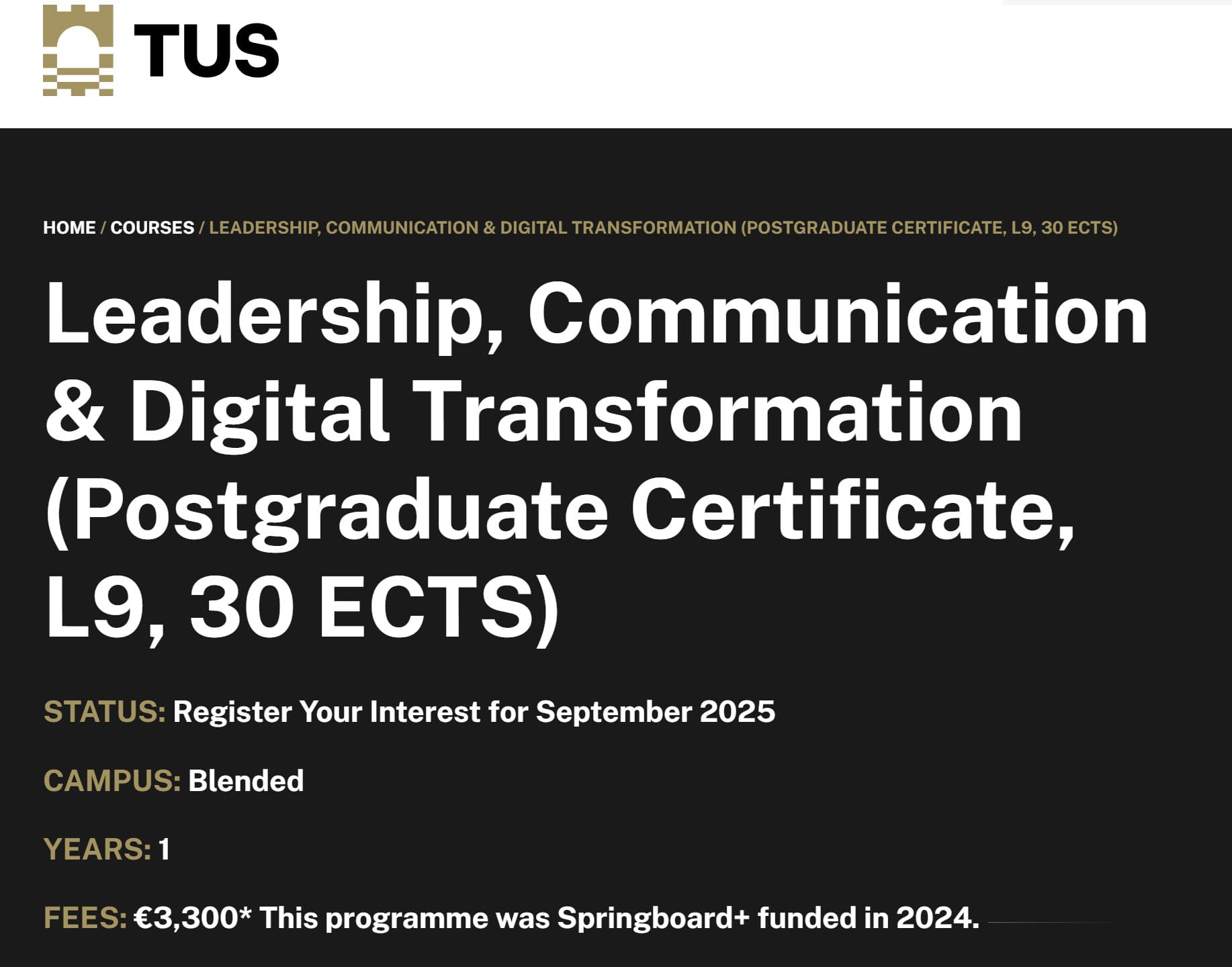 TUS.ie digital transformation info